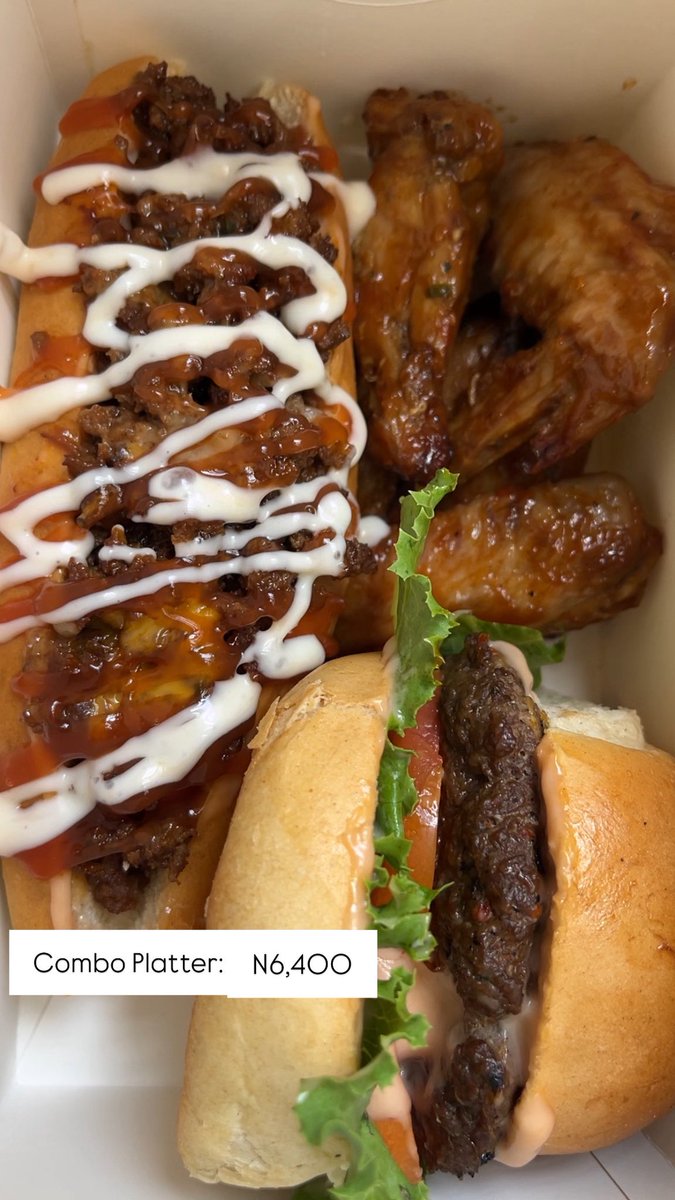 yum_chops's tweet photo. AVAILABLE TODAY 

Wings (8) : N3500
Regular burger: N2500
Large burger: N3000
Regular hotdog: N1500
Chili cheese hotdog: N2500
Combo pack: N6400

📍KADUNA https://t.co/GUn7Li4frQ