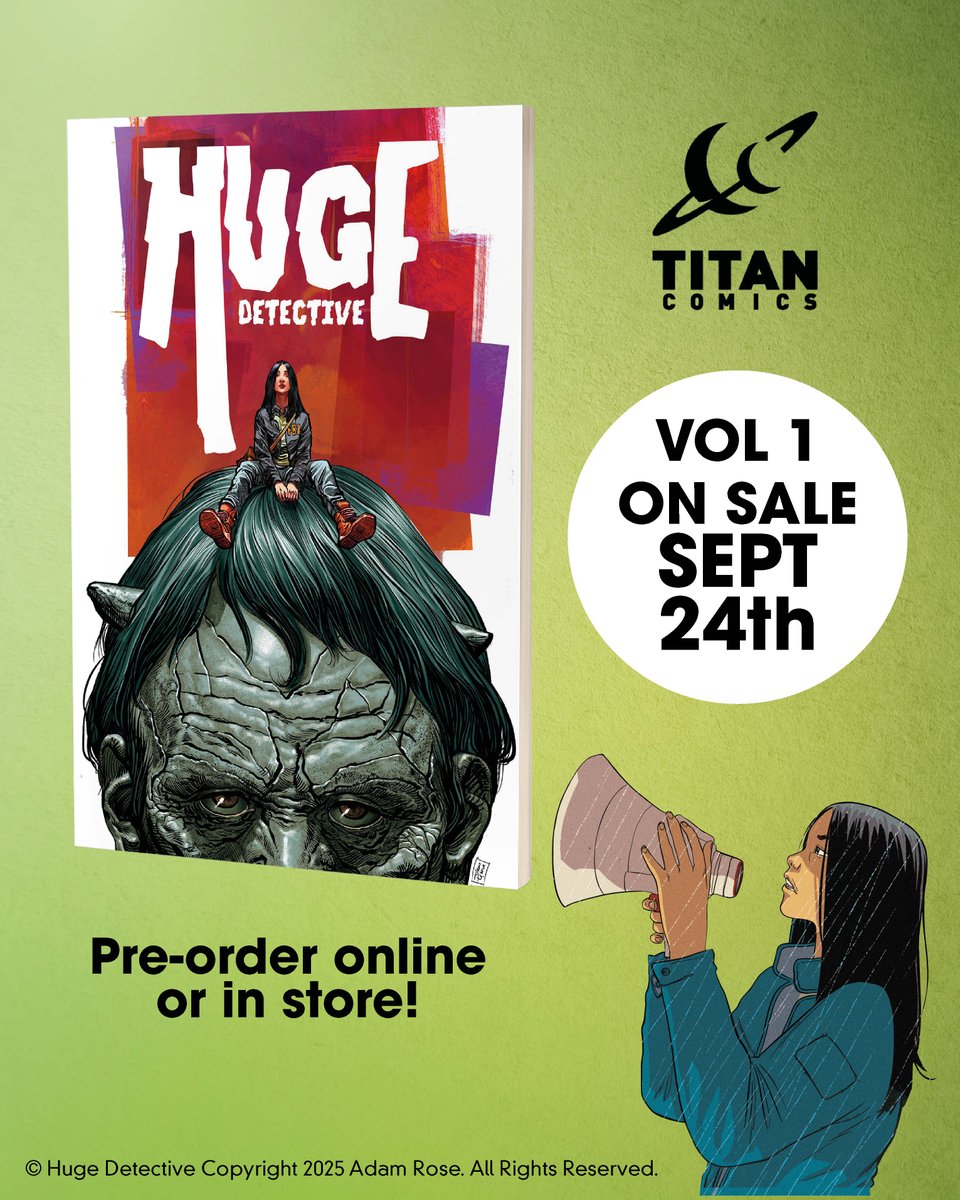 ComicsTitan's tweet image. Pre-Order Huge Detective from @adamrose74 and @magentaking! A neo-noir fantasy with hard-boiled giants and grizzled cops. There’s a criminal at LARGE, but the mystery could be BIGGER than anyone
imagines. Order HERE: bit.ly/3IElLV5