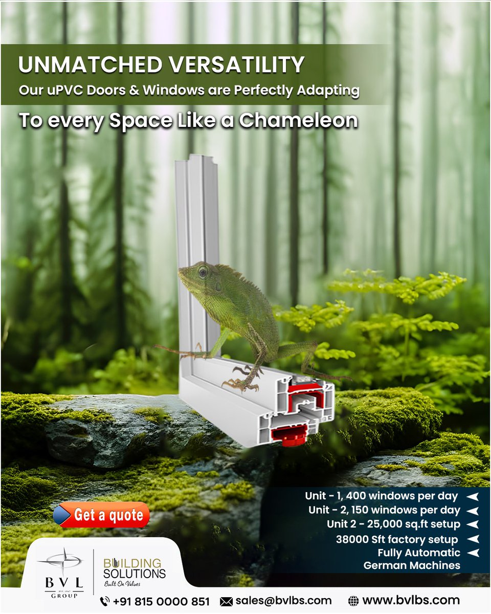 Bvlbsupvc's tweet image. Unmatched Versatility -  One Solution. Endless Possibilities. At BVL BS, our uPVC Doors &amp;amp; Windows are engineered to adapt seamlessly to any space — just like a chameleon.

🌐 bvlbs.com

#Bvlbs #BvlbsUPVC #uPVCDoorsAndWindows #UnmatchedVersatility #Strong