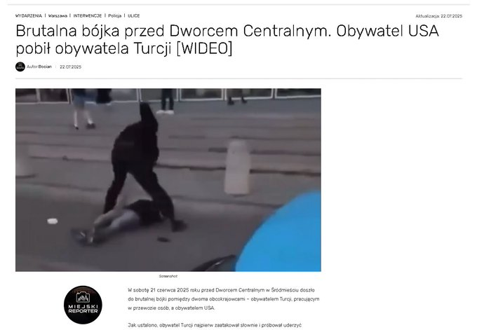 Poland_Based's tweet image. 🇵🇱🇺🇸🇹🇷
A black American beat up a Turk in front of the Central Station in Warsaw.
More blacks, more tolerance which is promoted by the leftists, bravo @trzaskowski_ is that what you want?
Bring criminals to Warsaw and Poland?