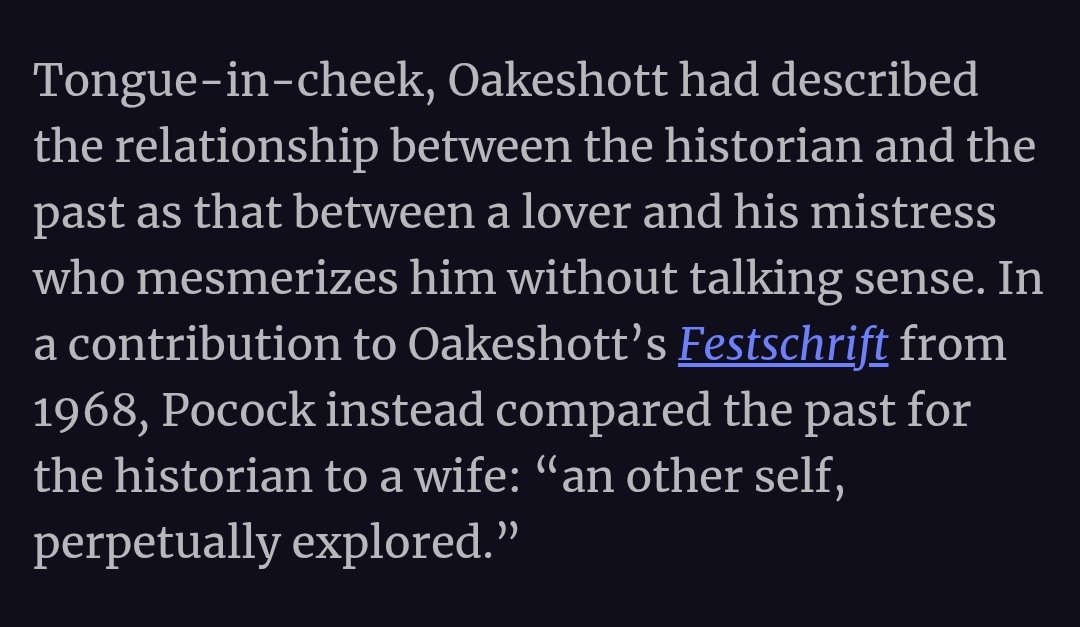 Oakeshott and Pocock about the historian's relationship with history. From lawliberty.org/pococks-conser…