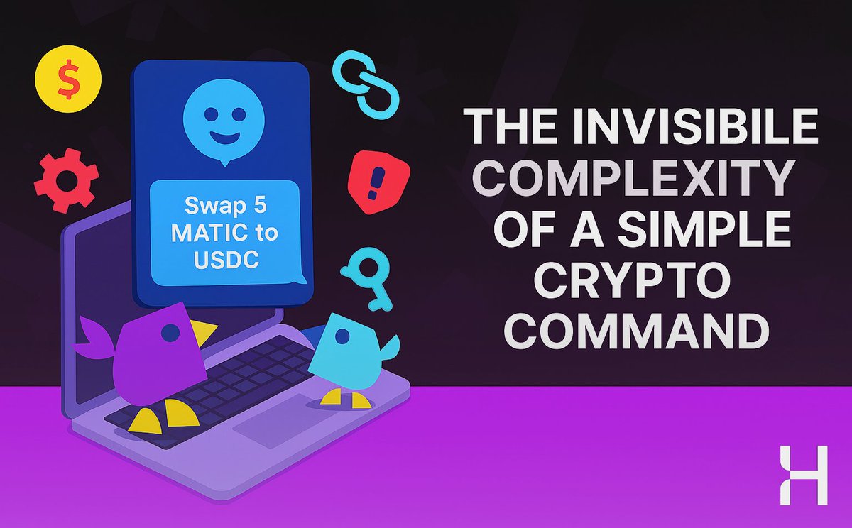 The Invisible Complexity of a Simple Crypto Command and why intelligent agents like HAIA are the solution!
​
Most users think sending a token or executing a swap is simple.
After all, it’s just: “Swap 5 MATIC to USDC.”
​
But under the hood? 👇🧵

That single sentence unpacks into