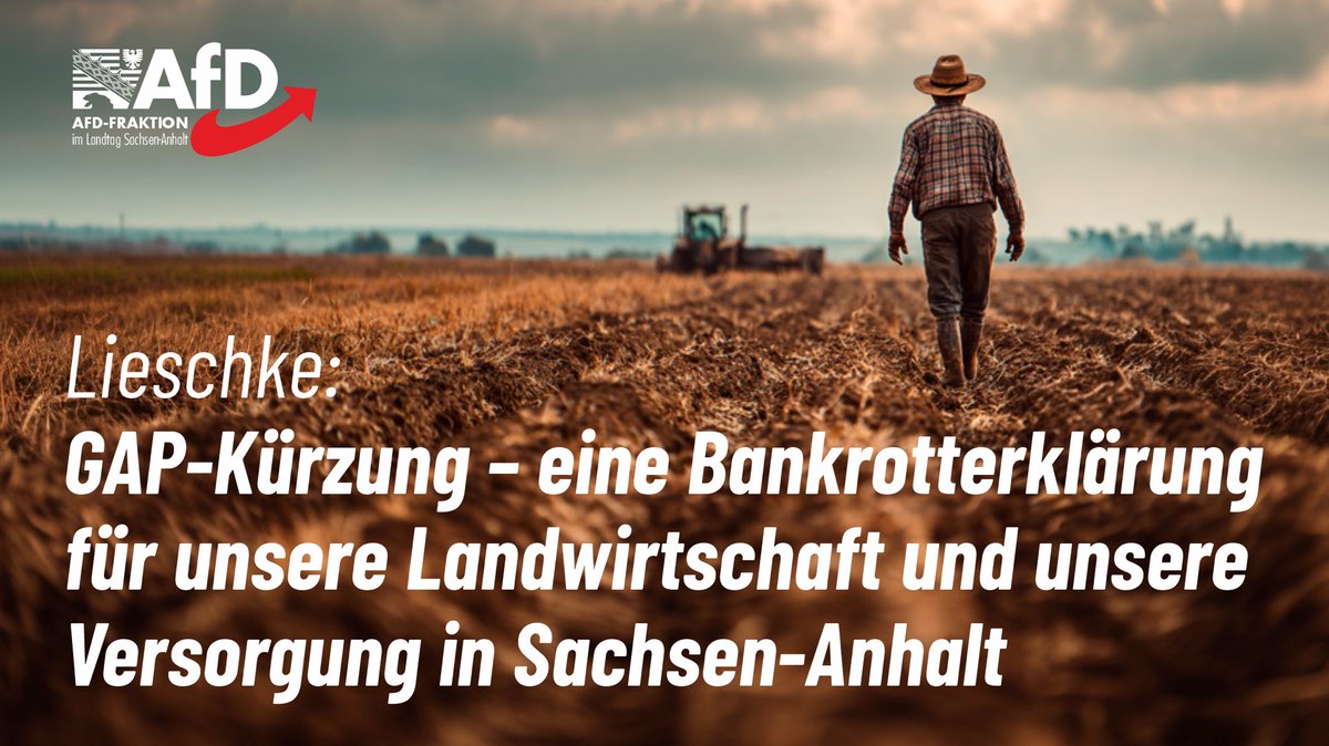 AfDFraktionLSA's tweet image. Die massive Kürzung des EU-Agrarbudgets um 87 Milliarden Euro ist ein harter Schlag für die heimischen #Bauern. Weniger Geld, mehr #Bürokratie, keine Planungssicherheit – das sind die Folgen für Sachsen-Anhalt. Bereits jetzt ist die Agrarproduktion seit 2021 um über 15%…