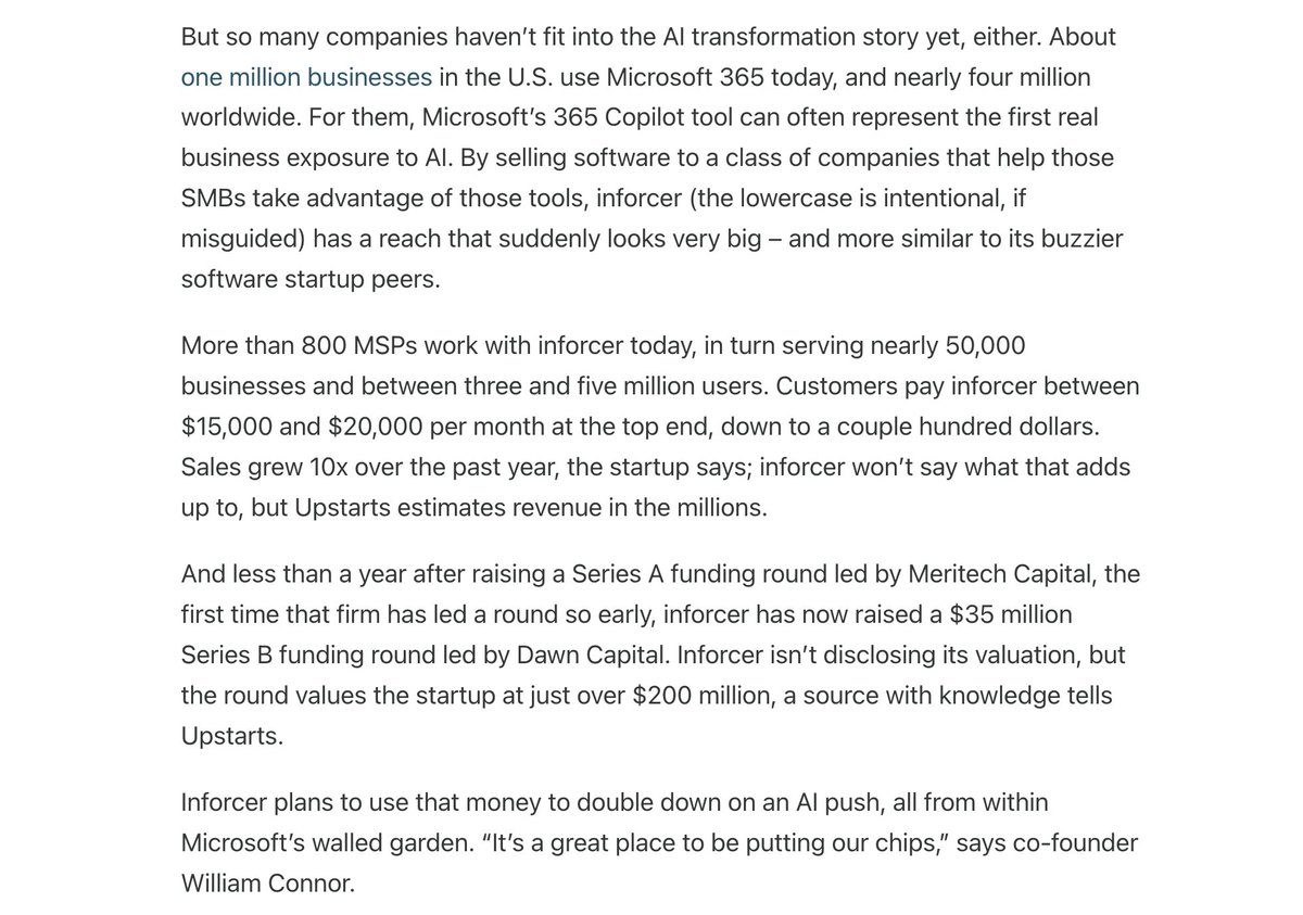 Exclusive: British startup inforcer raised $35M in a Series B funding round led by Dawn valuing it at $200M+, months after its Series A.

In a hype moment at AI's cutting edge, inforcer is proving there's value in the long tail: helping IT shops bring Copilot to AI-hungry SMBs.