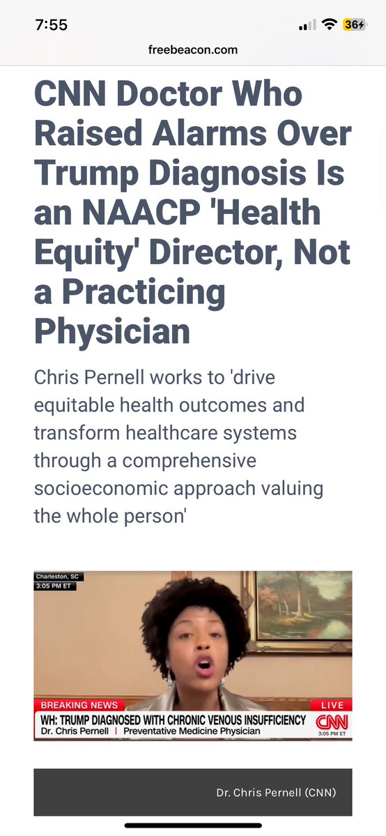 elianayjohnson's tweet image. “A CNN doctor who painted a dark picture of President Donald Trump's health appears not to have practiced medicine since her residency, instead spending her career as a diversity, equity, and inclusion specialist” - freebeacon.com/media/cnn-doct…
