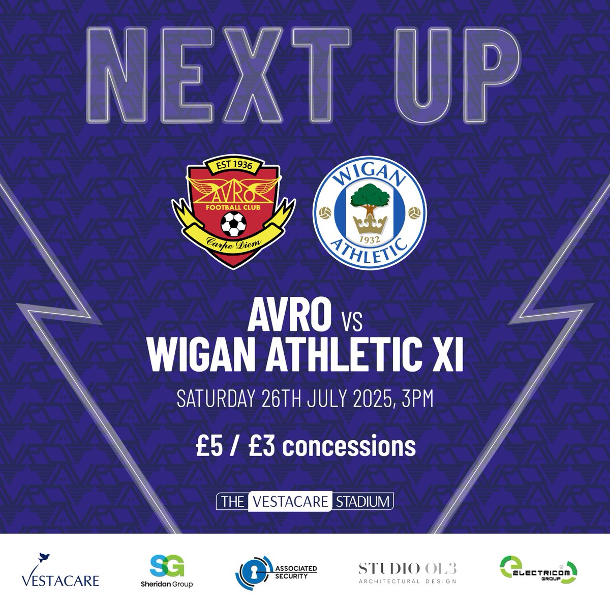 NEXT UP

If you are planning to come down to this Saturday's penultimate pre season friendly, why not save yourself a quid and buy a ticket in advance for just £4 per adult and £2 for concessions? Click on the link below and away you go.....

bit.ly/4m4Jaxl