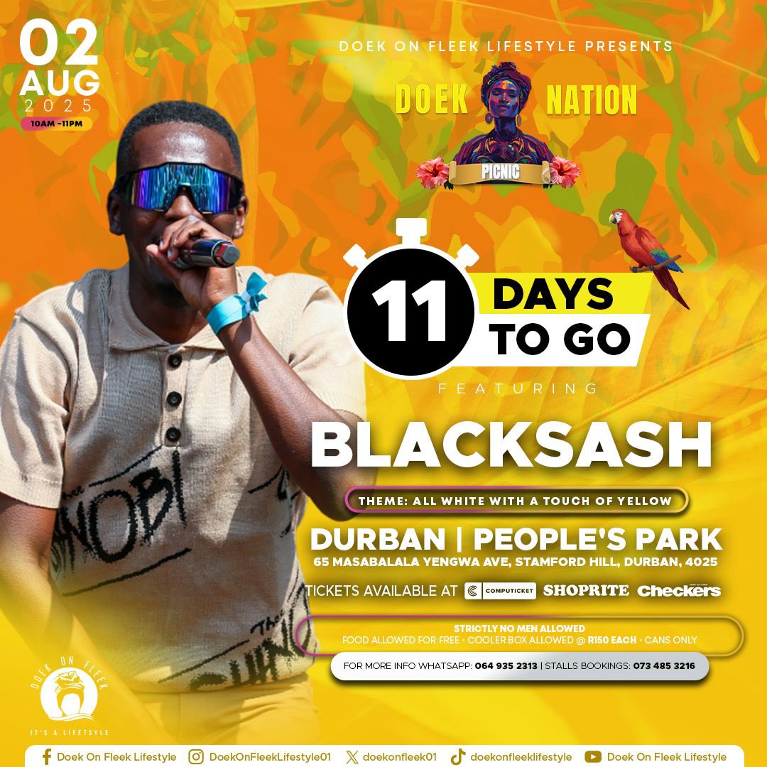 doekonfleek01's tweet image. ✨👑 11 DAYS TO GO until People’s Park turns into a Doek Festival of Slayage! 👑✨ 👑✨
Seated area tickets available now!
👉Follow link to Get your tickets 🎫
shorturl.at/oOZ7z
@GiftMashishi a.k.a Blacksash
@Ladydu_sa @Sjava_atm @Nomfundo_Moh @Uyanda_20 @MaddieOgle