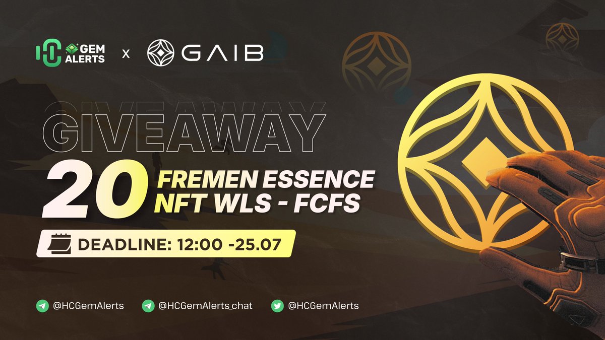 🔥GIVEAWAY 20 WL SLOTS FREMEN ESSENCE NFT CỦA GAIB

GAIB là dự án làm về AI đã gọi vốn thành công 5 triệu đô vòng pre-seed.

Sắp tới GAIB sẽ mở mint Fremen Essence NFT với:

🔹Tổng cung 3000 NFTs.
🔹Holder NFT khả năng sẽ nhận được nhiều đặc quyền như airdrop