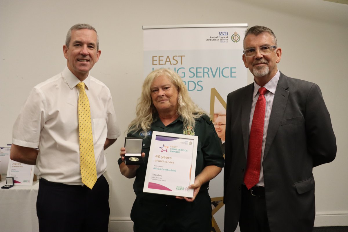 EastEnglandAmb's tweet image. 🎉🚑 Yesterday we celebrated a combined total of almost 1,500 years of ambulance and #NHS service in #Bedfordshire and #Hertfordshire. A special shoutout to Karen Darling and Alison Cumberland, each recognised for an astonishing 40 years of service!
