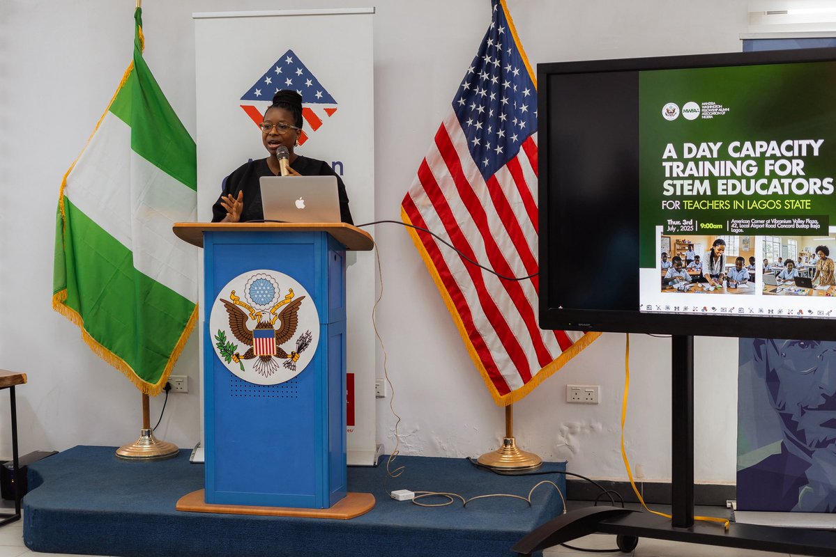 USinNigeria's tweet image. Ensuring access to opportunities in STEM fields drives innovation and creates conditions for a more prosperous society.
Deputy Public Affairs Officer Amanda Roach Brown delivered remarks at a STEM workshop for high school teachers organized by @MWFAANigeria.
Kudos to the…