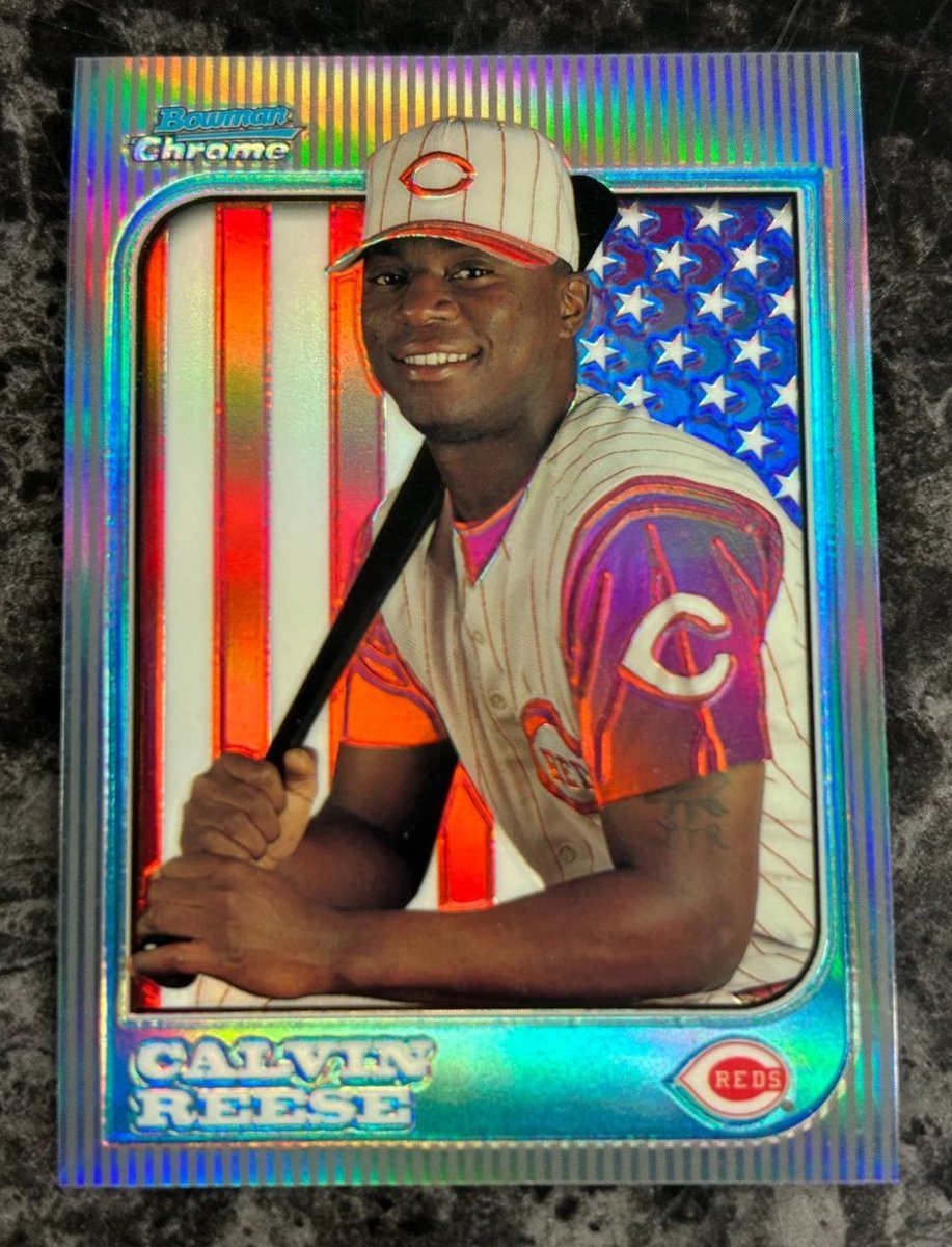 JBruns01's tweet image. 🚨 WANTED 🚨
Please help me located a 1997 Bowman Chrome International Refractor #155 Calvin Pokey Reese. Willing to trade.
