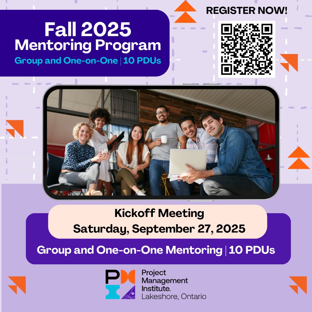 PMI Lakeshore ON, CA (@pmilakeshoresm) on Twitter photo PMILOC Fall 2025 Mentoring Program
Kick-Off Meeting: Sep 27 at 10:00 AM ET
Cost: $50 — PMILOC Members Only
Register before Sept 21
shorturl.at/7UXjP
📩 Questions? mentoring@pmiloc.org or magda.vogel@pmiloc.org
#PMILOC #Mentorship #ProjectManagement #FallMentoringProgram PMILOC Fall 2025 Mentoring Program
Kick-Off Meeting: Sep 27 at 10:00 AM ET
Cost: $50 — PMILOC Members Only
Register before Sept 21
shorturl.at/7UXjP
📩 Questions? mentoring@pmiloc.org or magda.vogel@pmiloc.org
#PMILOC #Mentorship #ProjectManagement #FallMentoringProgram