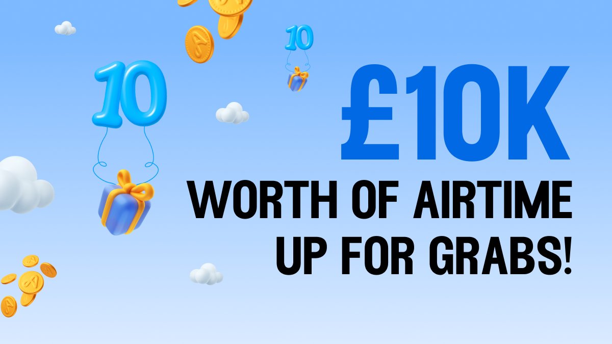 AIRTIME TURNS 10 🎈🎉 Wah-hey!

To kick start the celebrations, we're giving away 10K worth of Airtime. Fancy the chance of winning 1 of 71 prizes?  Tap to enter: airtimerewards.app.link/airtimeturns10…

Psst... for an extra entry (or two) spend at your favourite retailers using a linked card 🤝