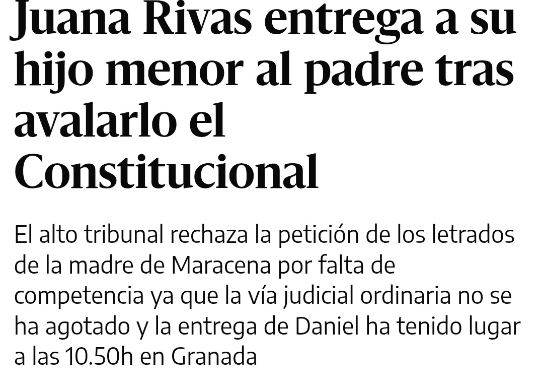 rebeldiajoven's tweet image. Qué vergüenza de Justicia que obliga a que el hijo de Juana Rivas, sin querer por miedo al padre, tenga que volver con él.
Hay que detener esta decisión para evitar más sufrimiento a madre e hijos.