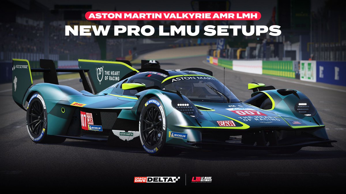 Coach Dave Academy (@coachdavesetups) on Twitter photo The brand new Aston Martin Valkyrie AMR LMH has arrived in <a href="/LeMansUltimate/">Le Mans Ultimate</a>! 📣
With its thrilling V12 sound and immense downforce, it’s an absolute joy to drive.
And we’re just getting started...
The full setup bundle is available right now, from day 1, for every track. 🙌 The brand new Aston Martin Valkyrie AMR LMH has arrived in <a href="/LeMansUltimate/">Le Mans Ultimate</a>! 📣
With its thrilling V12 sound and immense downforce, it’s an absolute joy to drive.
And we’re just getting started...
The full setup bundle is available right now, from day 1, for every track. 🙌