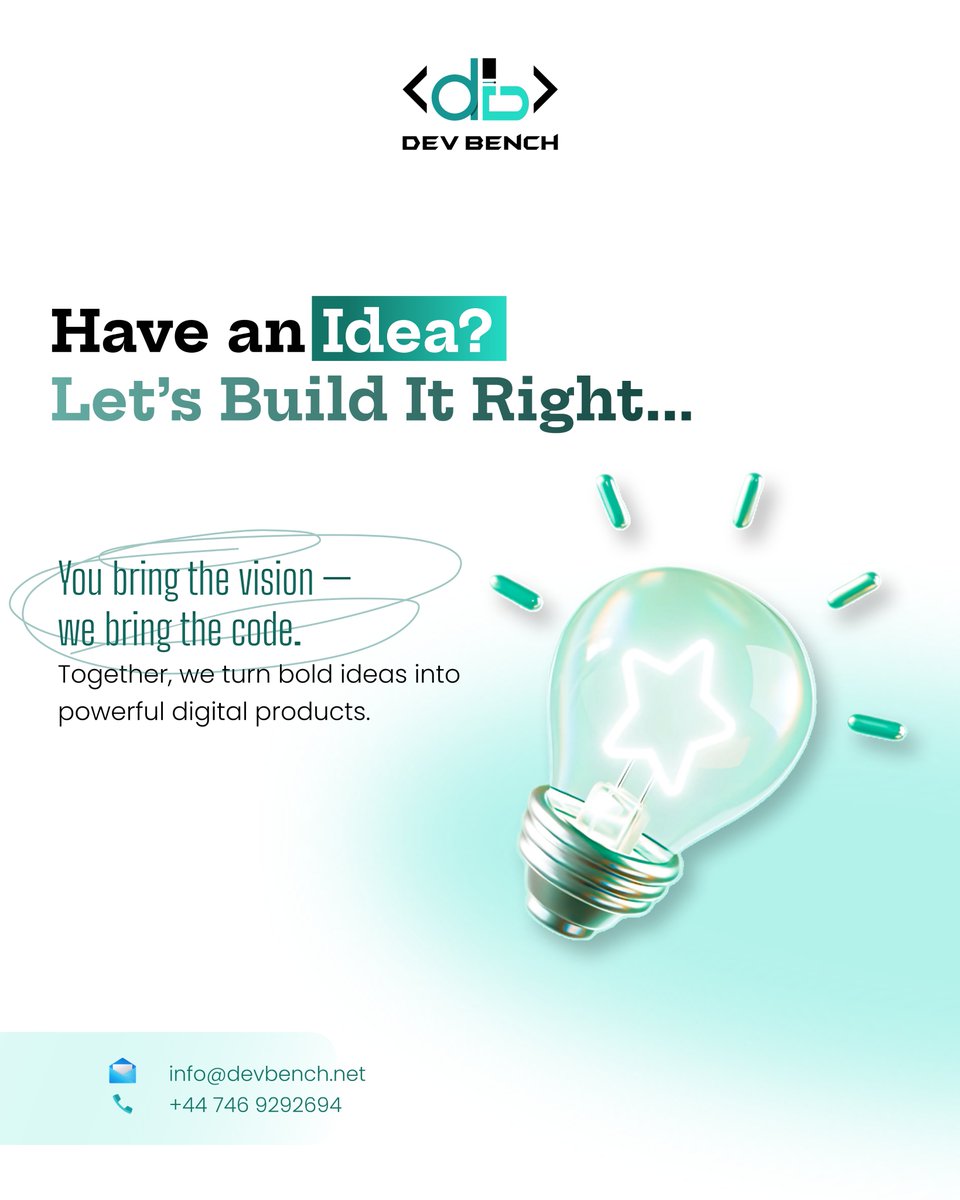 DevBenchLLC's tweet image. Got an idea? Let’s build it together.
You dream it — we code it. Simple as that.
#devbench #buildwithus #techmadesimple