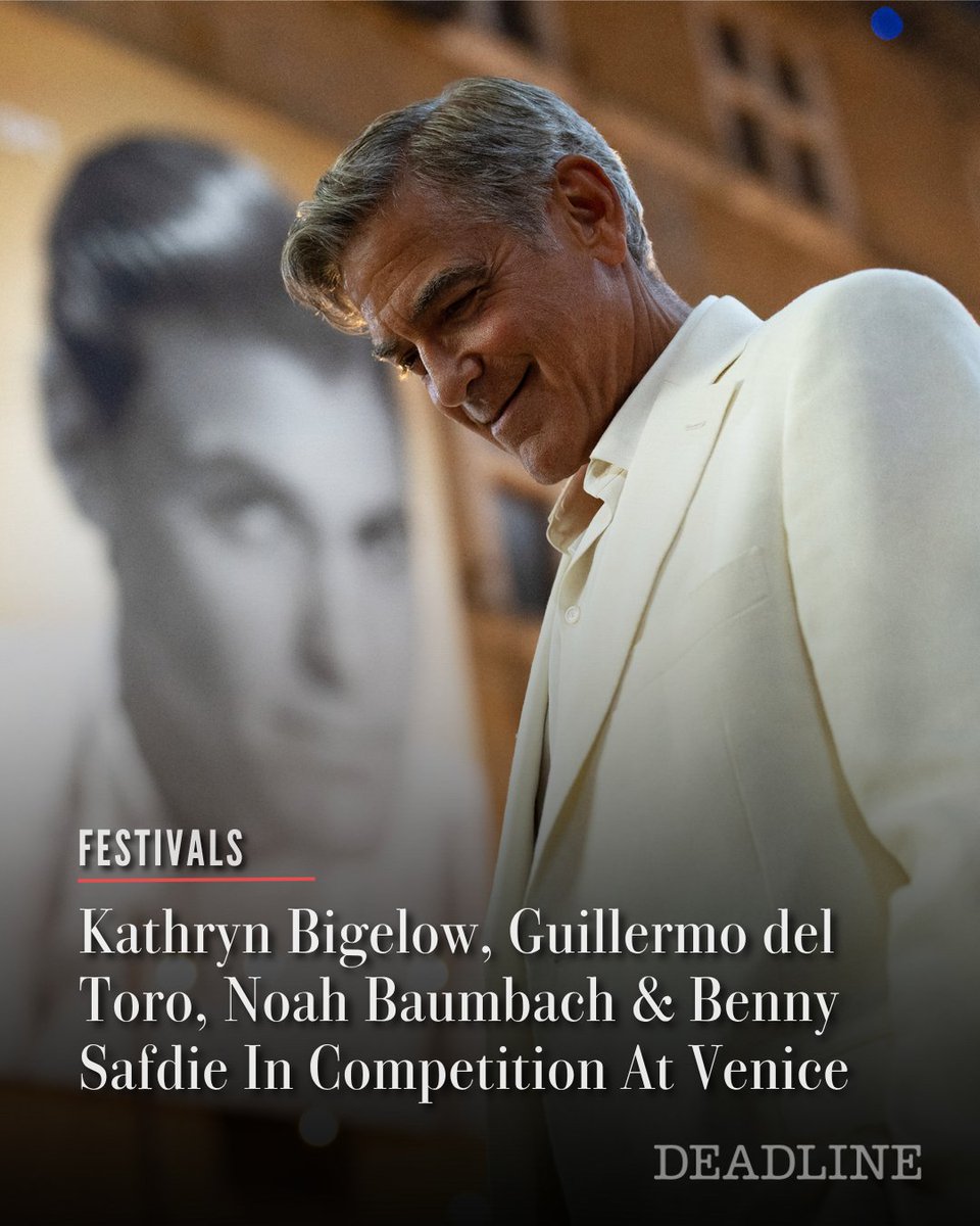 DEADLINE's tweet image. Alberto Barbera announced the stacked lineup for this year’s #VeniceFilmFestival, which includes new movies by Kathryn Bigelow, Guillermo del Toro, Noah Baumbach and Benny Safdie
See the full lineup here: tinyurl.com/3wv3hha8