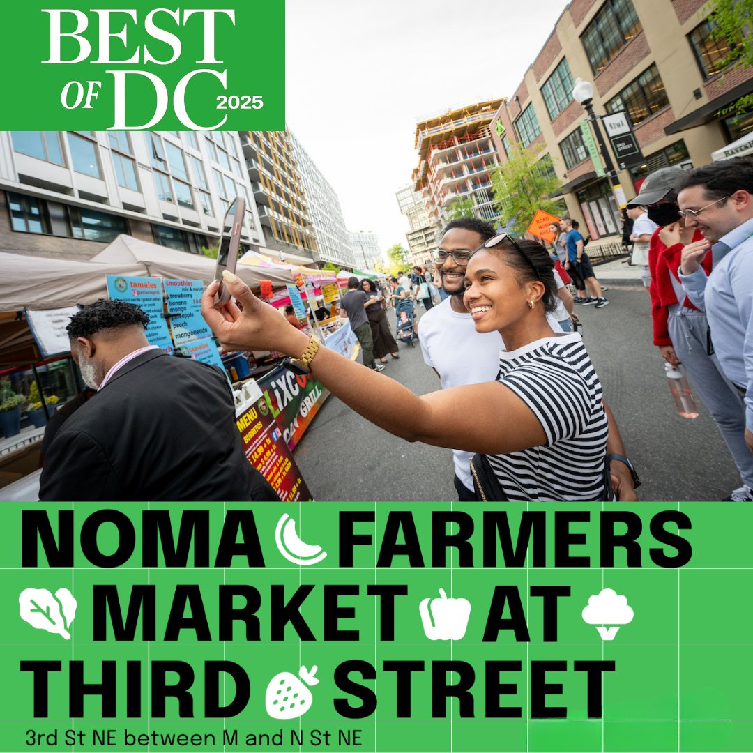 NoMaBID's tweet image. Smile-worthy news! 📸 The NoMa Farmers Market is officially a 2025 Best of DC finalist—and we’re feelin’ our selfie about it 😄🌽🍓Stop by every Thursday from 4-8 PM to see what all the hype is about!
#BestofDC #NoMaFarmersMarket #ThursdaysOnThird