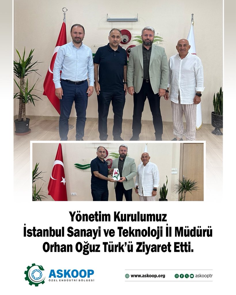 AskoopTR's tweet photo. #ASKOOP Yönetim Kurulumuz, görevine yeni başlayan İstanbul Sanayi ve Teknoloji İl Müdürü Sn. @OrhanOguzTURK’ü makamında ziyaret etti. https://t.co/cnp1vwH1QN