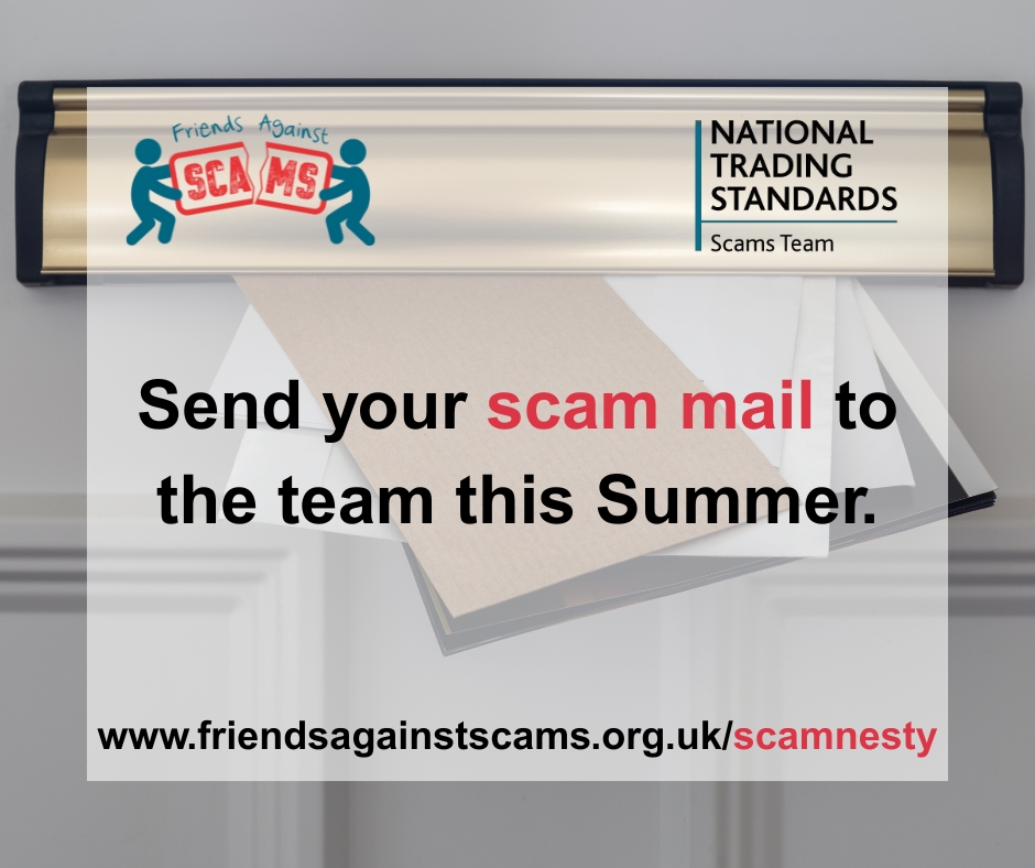 👨‍👩‍👧‍👦  Have a chat with your friends and family about any unsolicited post they might receive; does any of it seem like it could be a scam? Send it to <a href="/AgainstScams/">FriendsAgainstScams</a> to investigate for #SCAMnesty
 friendsagainstscams.org.uk/scamnesty

#ScamAware
