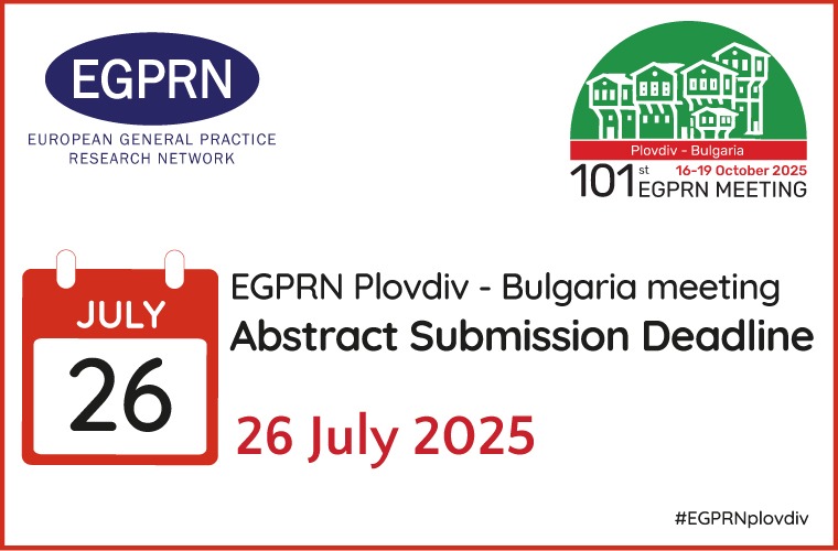 #EGPRNPlovdiv abstract submission deadline is approaching!

#interprofessionalcollaboration across teams and borders
#Healthcare in multicultural societies  communication #equity  decisionmaking
#Digitaltransformation in #primarycareresearch, education &amp; practice
<a href="/WoncaEurope/">WONCA Europe</a>