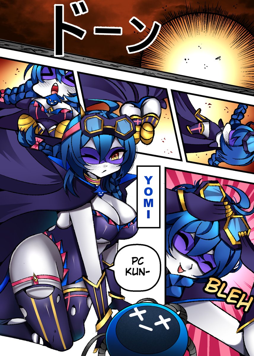 VTuberComics's tweet image. Yomi&apos;s Broken Computer 💙 | #YomiQArt