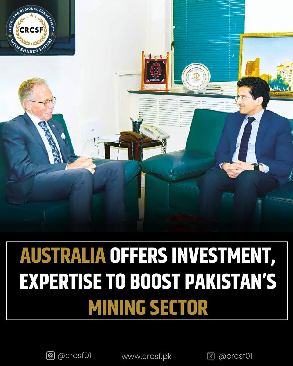 CRCSF01's tweet photo. #Australia has shown interest in partnering with #Pakistan to develop its underutilized mining sector, proposing joint ventures that include investment, #technology transfer, and skill-building initiatives. https://t.co/6VAc1dnhzK