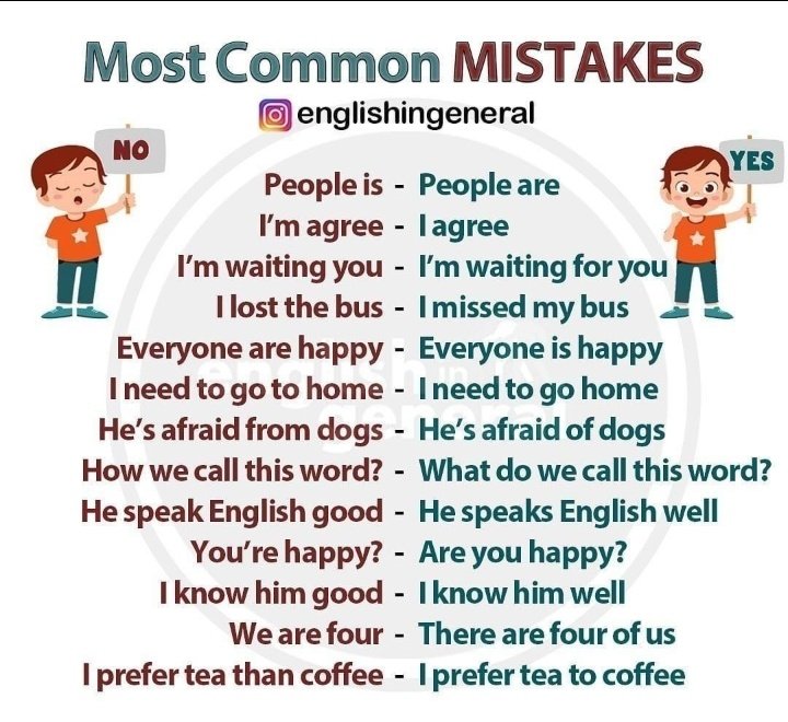 Iearnenglishtip's tweet photo. Most common mistakes. https://t.co/S7GsEupM3n