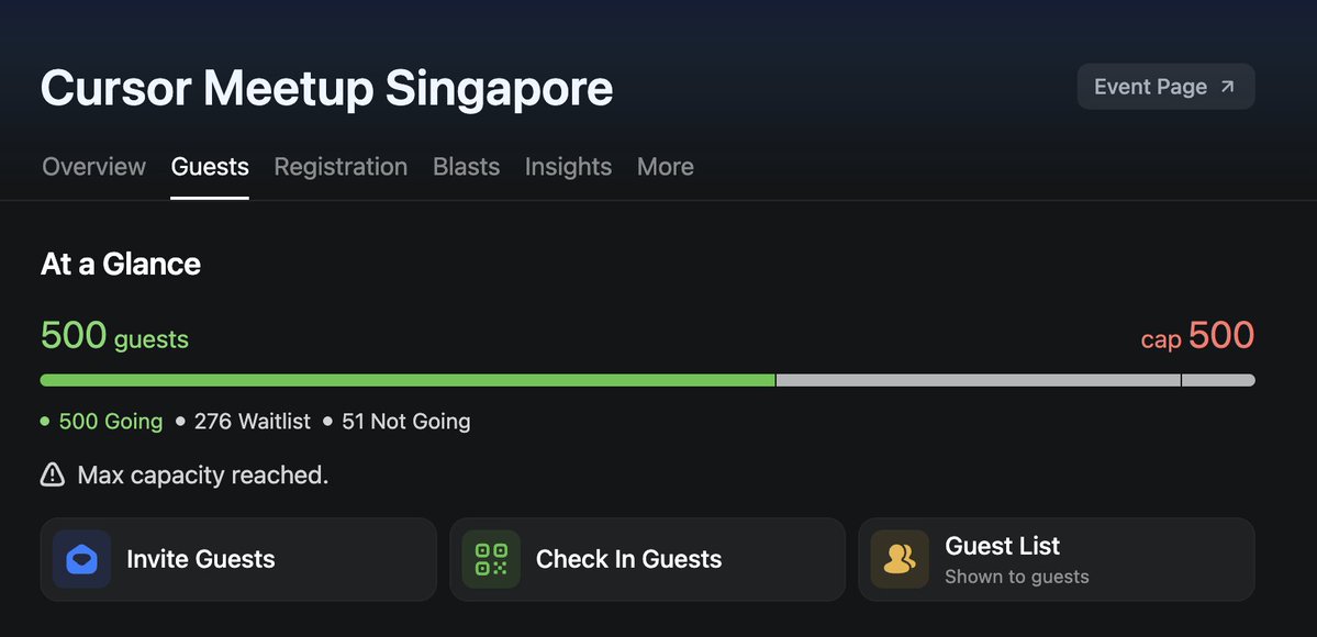 gabrielchua_'s tweet image. 276 (and counting!) on the waitlist for our @cursor_ai community even this thurs at @grabsg
@benln @SherryYanJiang @agrimsingh @ivanleomk @aimuggle