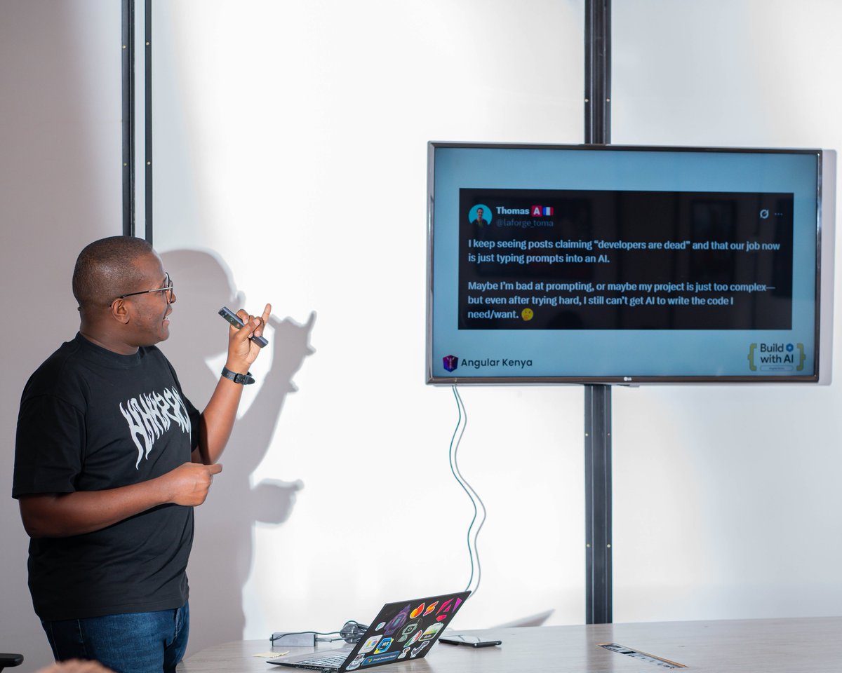 Thrilled to have spoken at <a href="/gdg_kisumu/">GDG Kisumu</a>'s #BuildWithAI Kisumu Dala! My workshop, "Beyond the Binge: Building Smart Movie &amp; TV Recommendations with Genkit &amp; TMDB" was a deep dive into AI agent development. Demonstrated how #Genkit &amp; Google's #Gemini models run securely on <a href="/Firebase/">Firebase</a>
