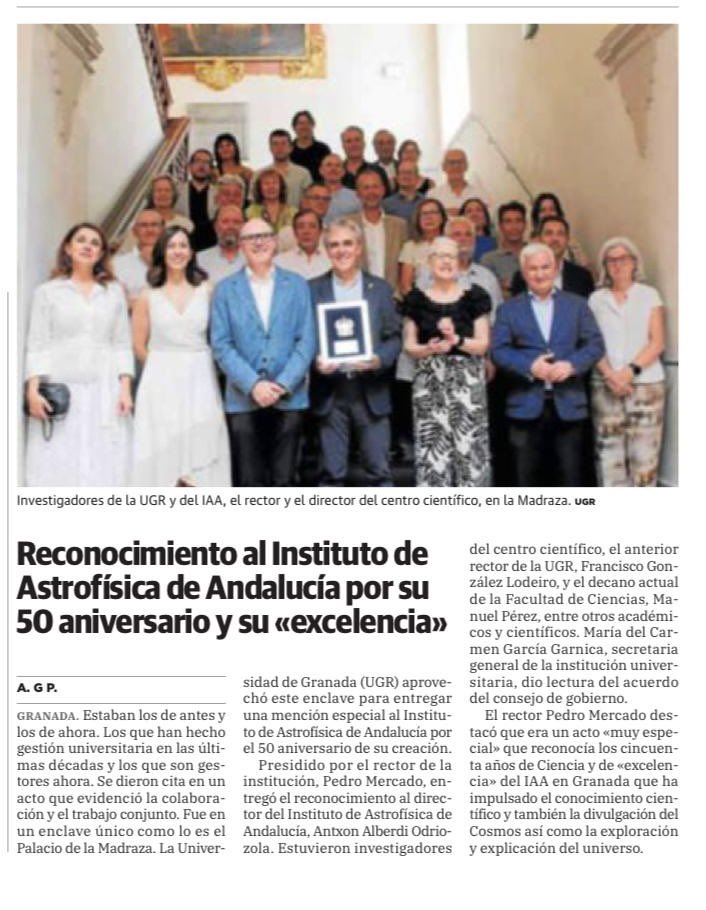 _PepeEntrena's tweet image. El Instituto de Astrofísica de Andalucía @iaa.es dependiente del CSIC, con sede en nuestra ciudad y dedicado a la investigación y la tecnología, celebra su 50 Aniversario. Esta Institución hace grande a “Granada, ciudad de la ciencia”. Todo un orgullo. ¡Enhorabuena!