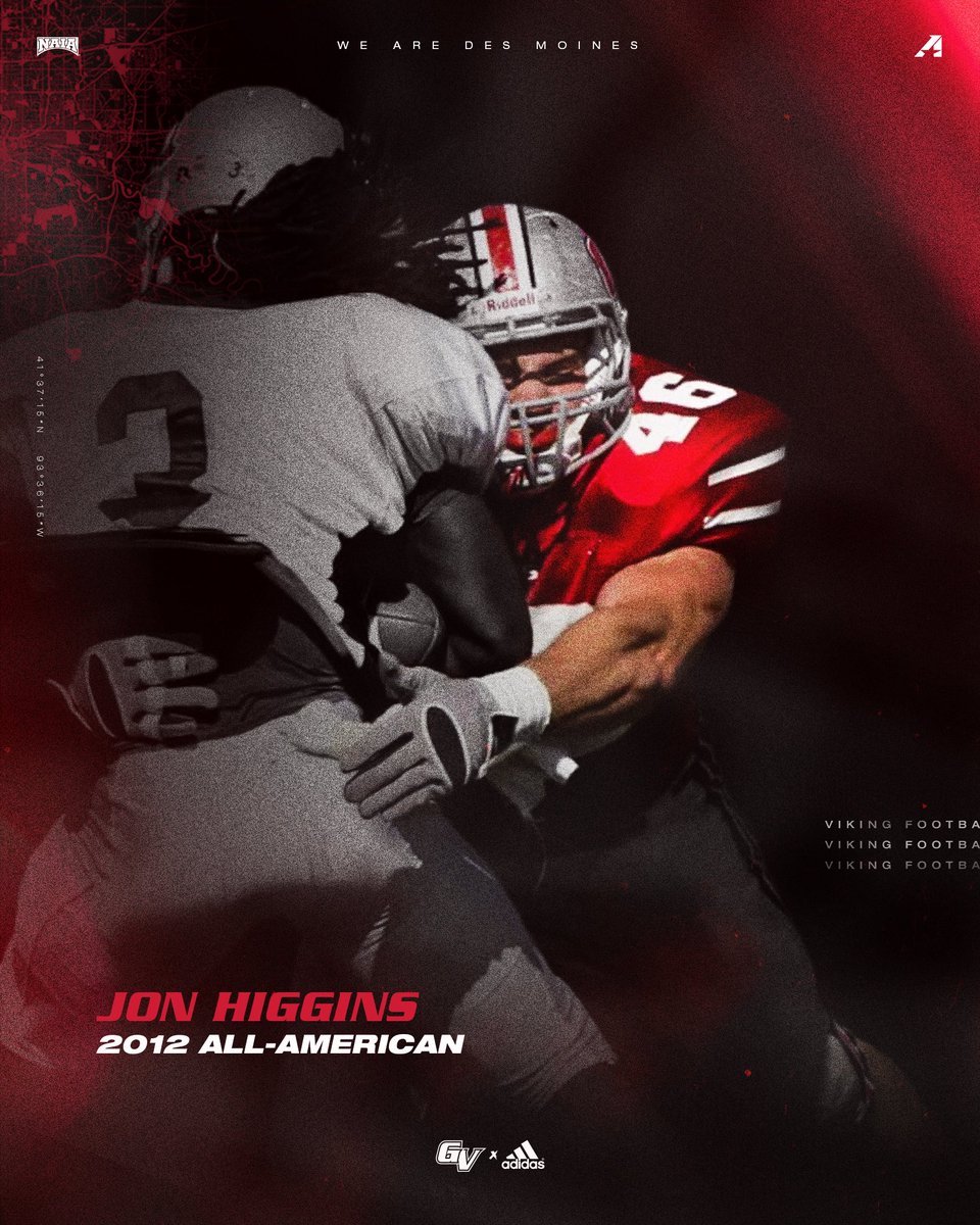 We are 46 days away from kicking off the 18th Season of Grand View Football. 

Today we recognize a Viking legend who wore #46! Jon Higgins from Council Bluffs, Iowa played defensive line for the Vikings from 2009 through 2012. He earned All-American honors during the 2012