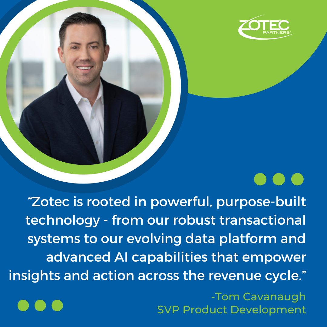 ZotecPartners's tweet image. At Zotec, #innovation isn't an add-on — it's at the core of everything we do. Our technology transforms complexity into clarity, helping #providers navigate the #revenue #cycle with confidence. 💡