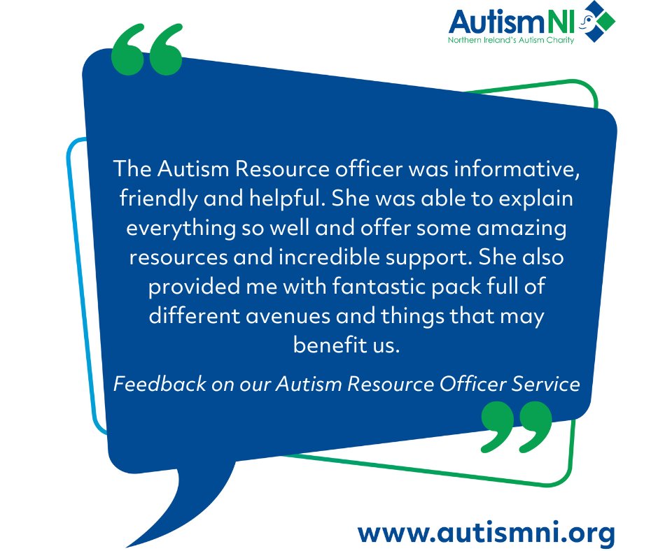 We recently received feedback on our Autism Resource Officer Service. 💙💚We deliver a community focused bespoke service for children and families who have received a diagnosis.
Visit, autismni.org/help-support/s…

#familysupport #inclusivesociety #autismresource