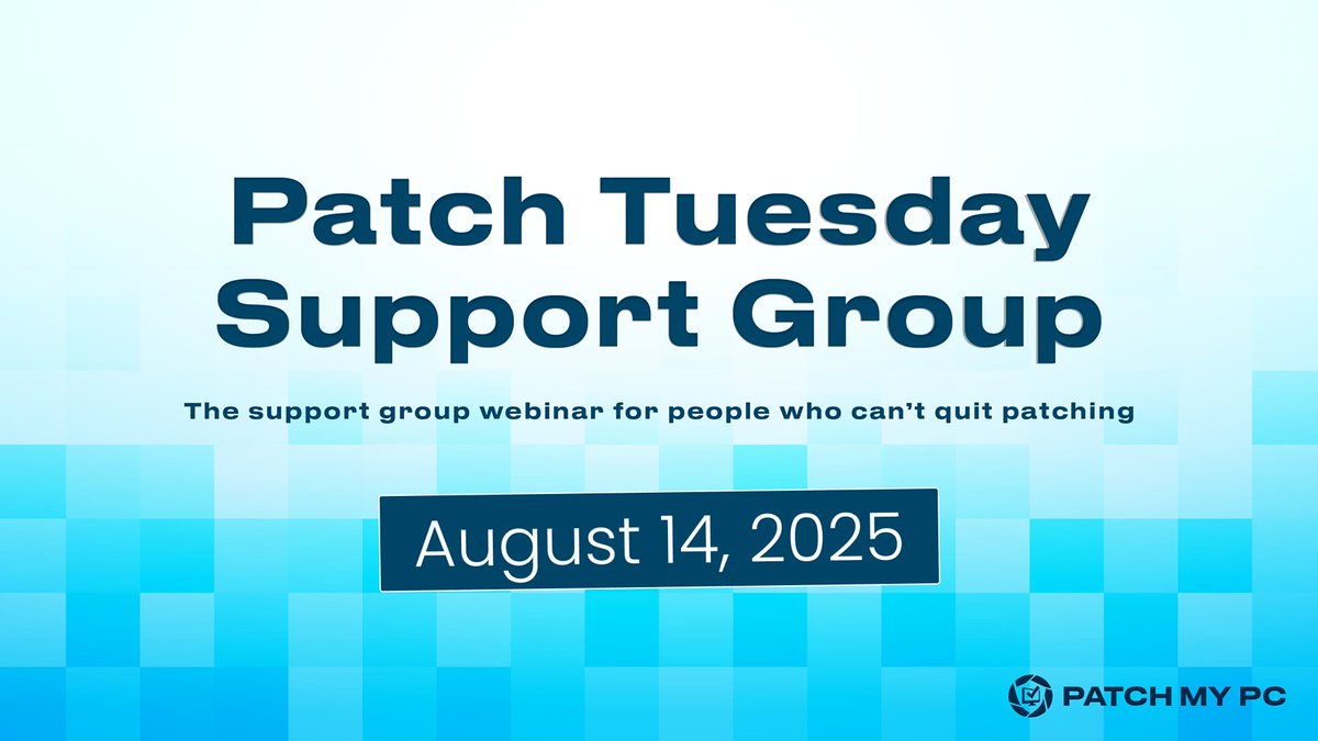 #PatchTuesday stress is real.

Join our live Patch Tuesday Support Group to break down updates, swap tips, and stay ahead of threats.

Next one’s August. Register now ➡️ bit.ly/4lxYrqH

#ITCommunity #ITPros #ConfigMgr #MSIntune