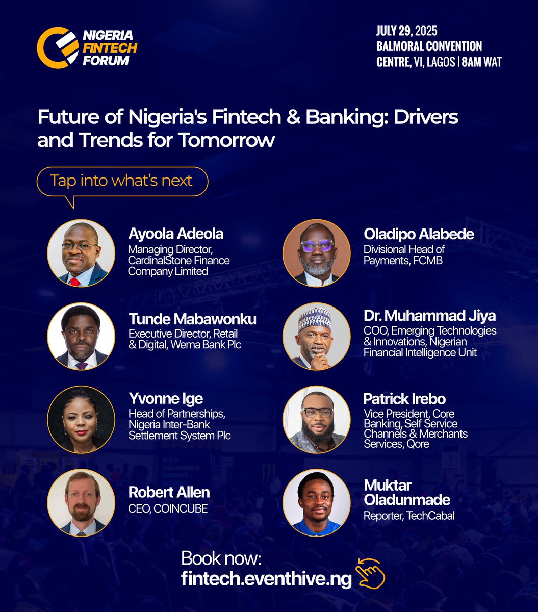 afritechseries's tweet image. We’re opening Nigeria Fintech Forum 2025 with the Leadership Opening Session on ‘Future of Nigeria's Fintech & Banking: Drivers and Trends for Tomorrow’. This high-level panel will set the tone for the Nigeria Fintech Forum by exploring the forces shaping the future of Nigeria’s…