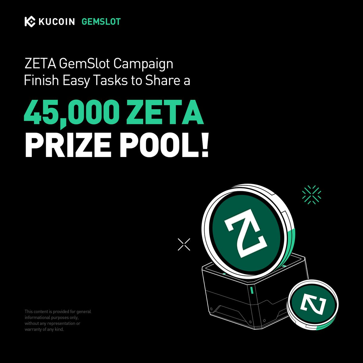 kucoincom's tweet image. 🚀 #KuCoin GemSlot campaign is live with @zetablockchain!
Complete tasks, earn rewards, and don’t miss out on your chance to boost your earnings with a 45,000 $ZETA prize pool to giveaway!
👉kucoin.com/announcement/e…