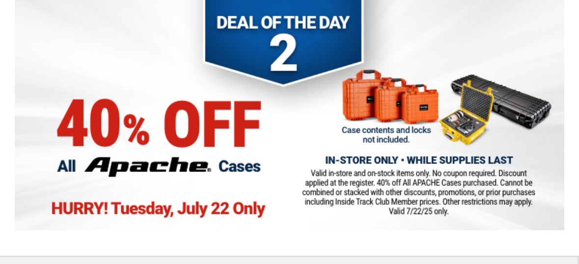 _cliffy34's tweet image. FYI, Apache cases at Harbor Freight are 40% off today, in store only. Great case for storing cards, multiple different sizes.