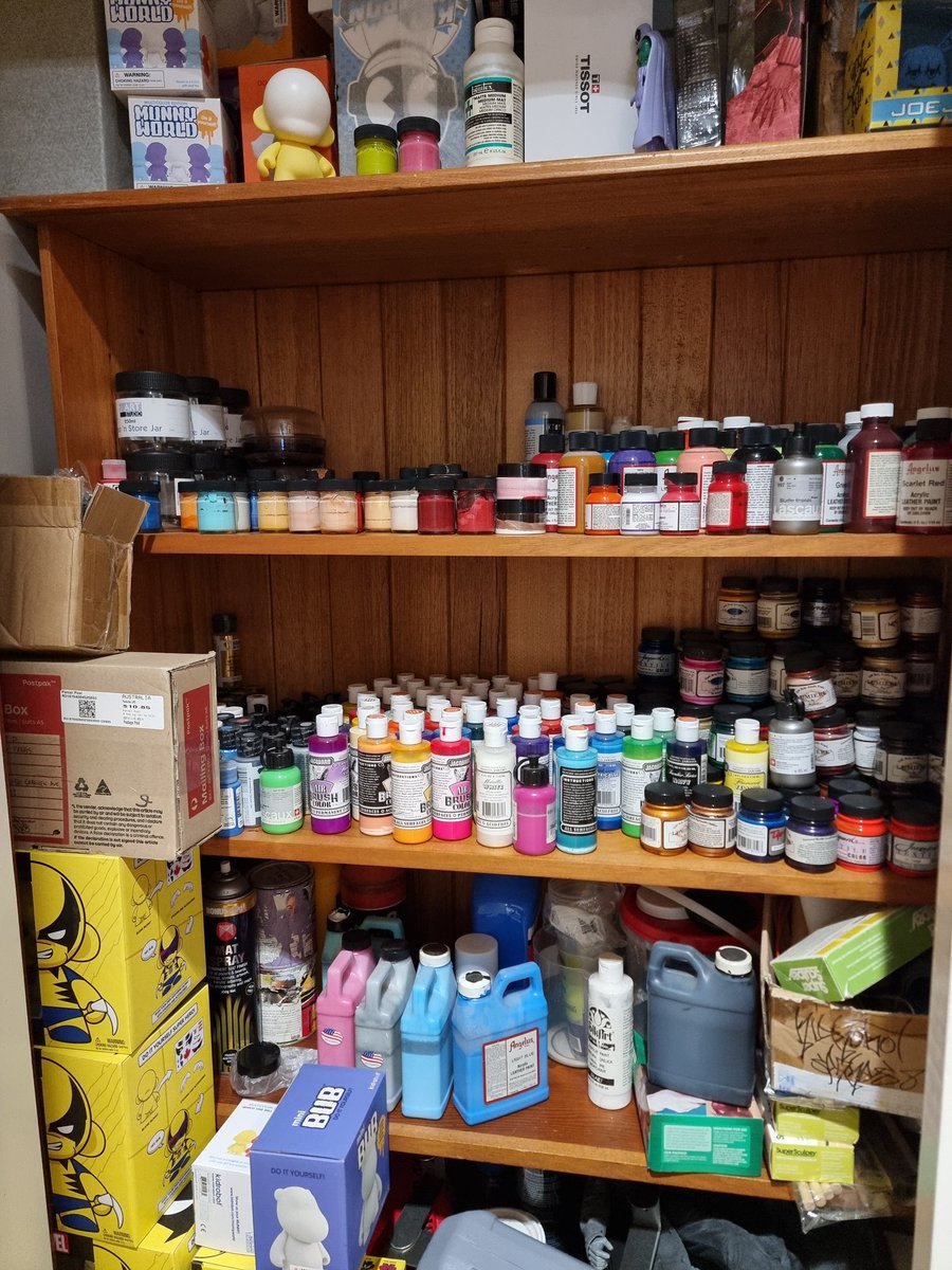 SekureD's tweet image. My paint shelf.
Is this messy???