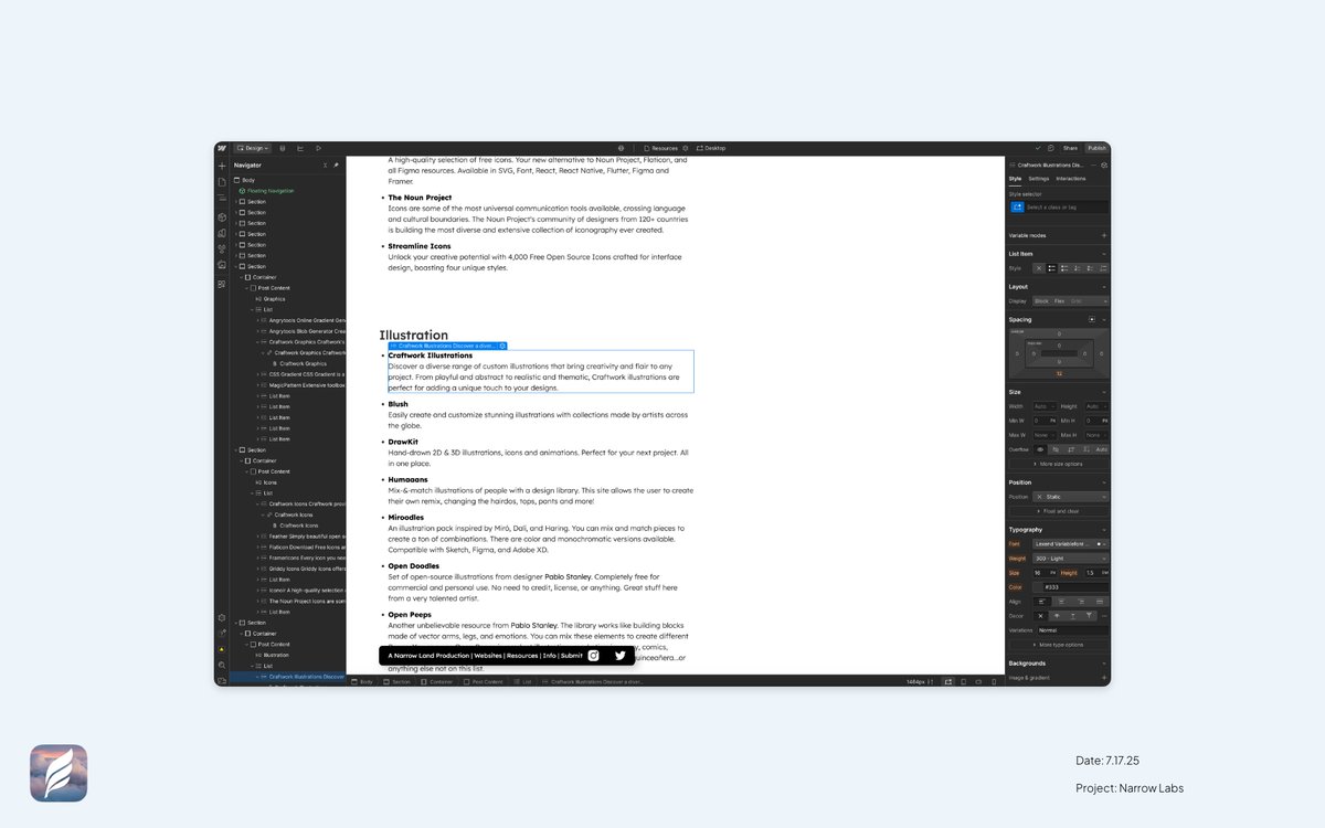 MattClark220's tweet image. Huge updates on the @narrow_labs Resource page, led by the excellent tools available from @craftworkdesign

craftwork.design/catalog/graphi…
craftwork.design/catalog/icons
craftwork.design/catalog/illust…

Full list is here: narrowlabs.design/resources