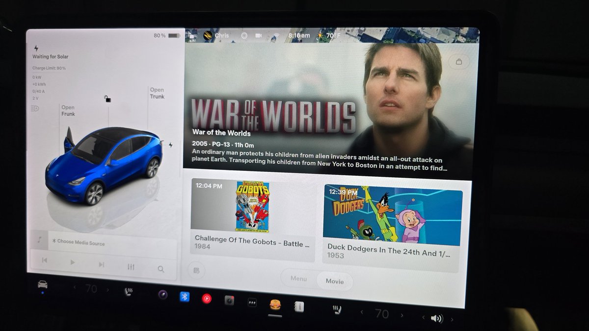 DirtyTesLa's tweet image. Cool that I can see the Tesla Diner menu in my Tesla and even see the movie selection from thousands of miles away