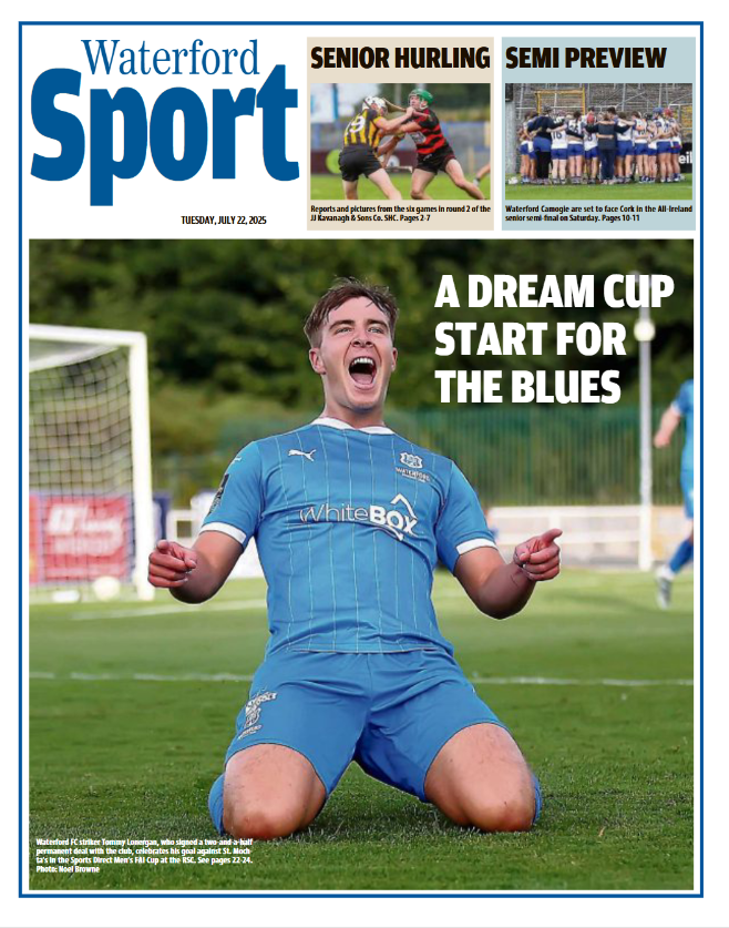In Waterford Sport this week - round 2 of the Senior hurling championship; we preview Saturday's All-Ireland camogie semi-final against Cork; a great week for Waterford boxing, and Waterford FC breeze past St. Mochta's in FAI Cup...