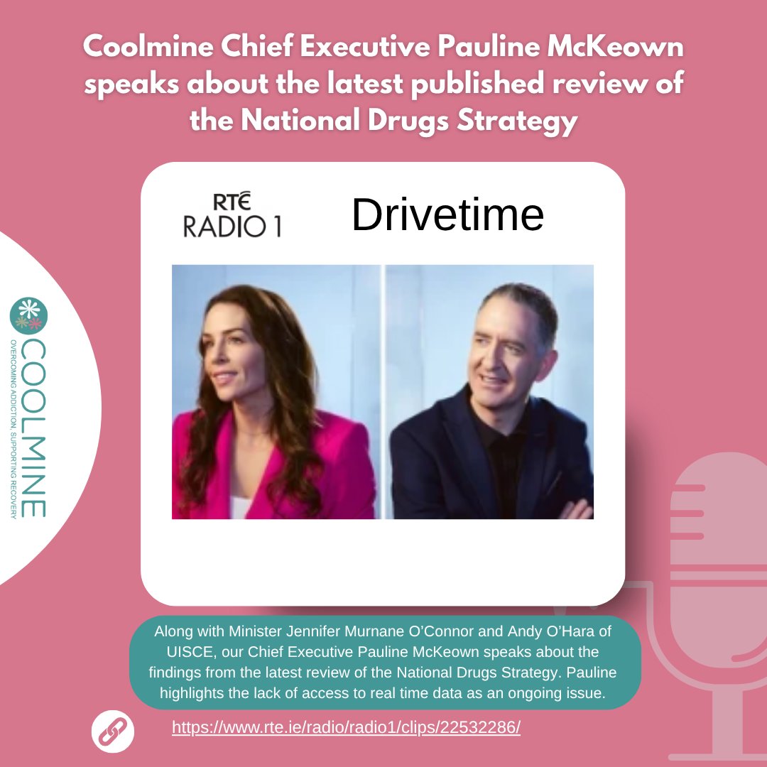 CoolmineTC's tweet image. Yesterday evening, Coolmine’s Chief Executive Pauline McKeown joined RTÉ Drivetime to respond to the latest review of the National Drug Strategy.
Listen to the full interview
rte.ie/radio/radio1/c…
#AddictionRecovery #NationalDrugStrategy #EarlyIntervention #Coolmine