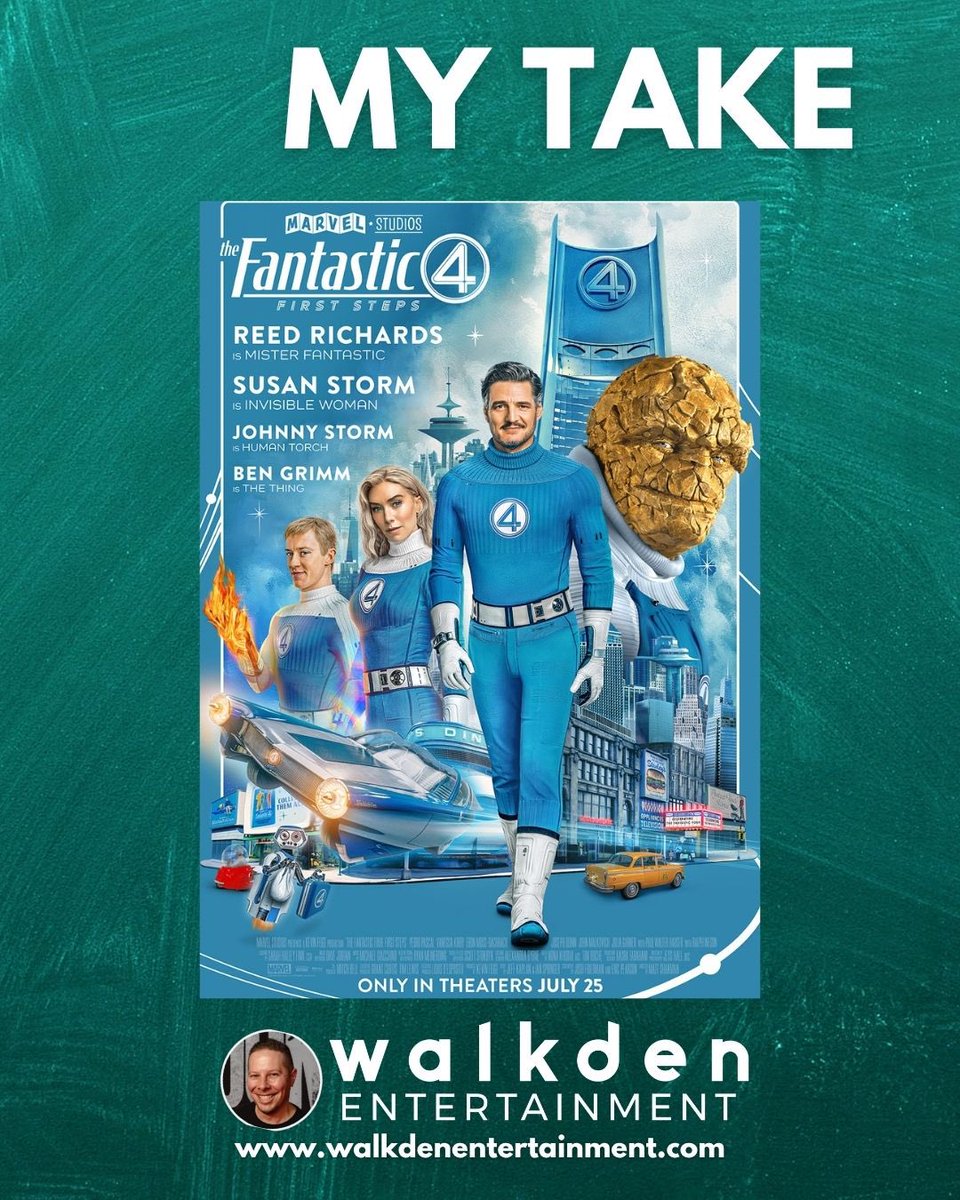 walkdenent's tweet image. #TheFantasticFour: FirstSteps takes #Marvel fans into a new time period and a whole new kind of journey and adventure. The plot took me by surprise, and the experience kept me guessing. The chemistry between the four leads is even better than fantastic — it’s stellar.