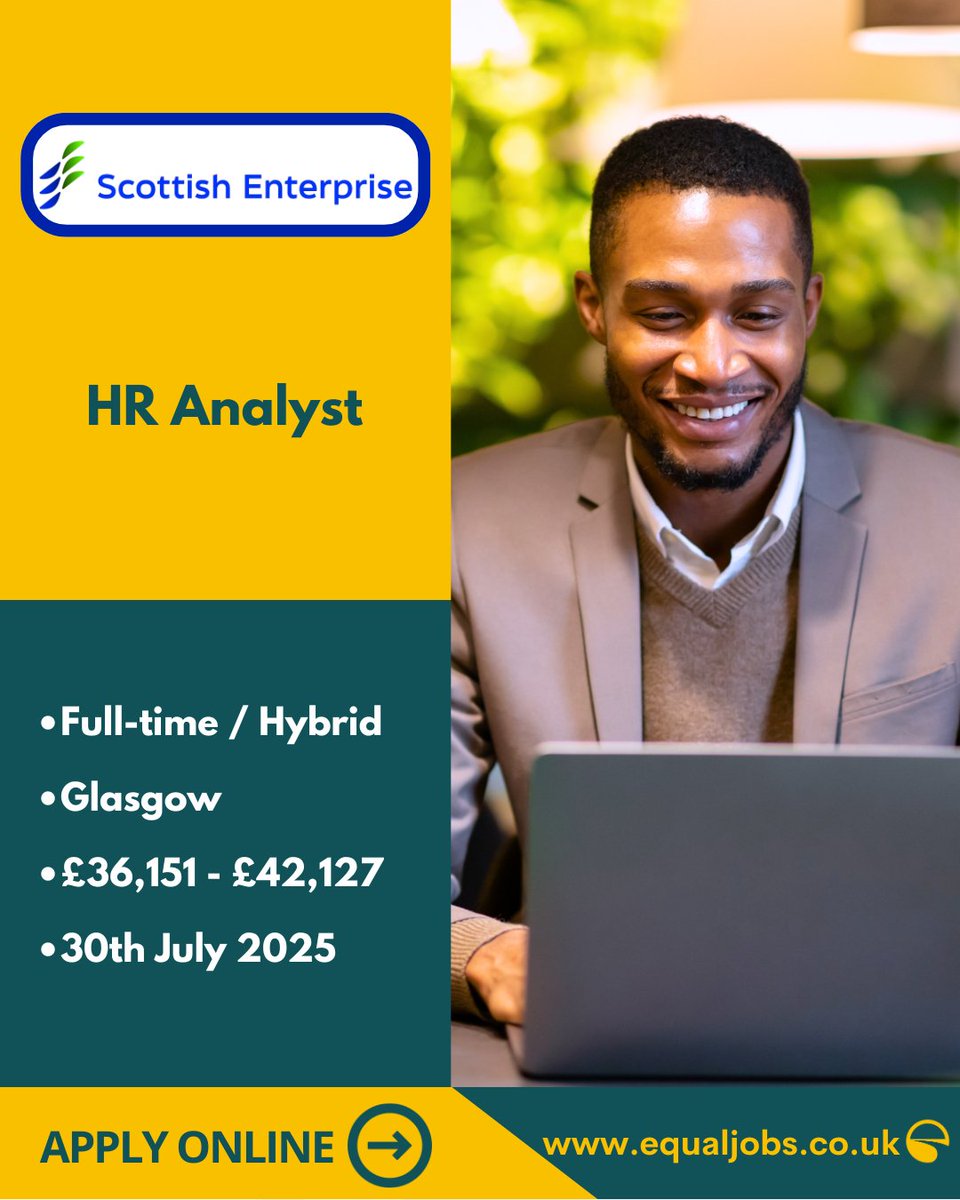 EqualJobsUK's tweet image. Come work with the HR team at @scotent as their new HR Analyst. Follow the link to apply:
equaljobs.co.uk/jobs/glasgow/h…
#HRAnalyst #HRJobs #HR2025 #Analyst #ScotlandJobs #Jobs2025 #Jobseekers #Jobopportunities #EthnicMinority #Diversityandinclusion #Inclusivejobs #Glasgow #Scotland