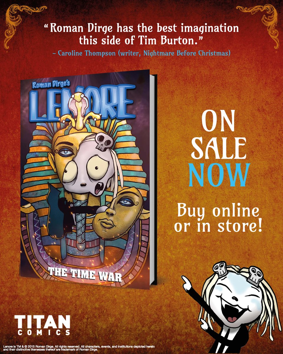 ComicsTitan's tweet image. She’s HERE!
Lenore: The Time War is on sale TODAY!
Don’t miss the latest macabre masterpiece from @Taxidermied.
Order your copy HERE: bit.ly/3FrzoG7