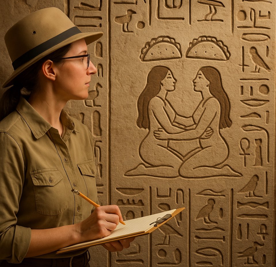 sovey_X's tweet image. NEW DISCOVERY: Historians Confirm Ancient Civilizations Also Had Taco Tuesdays; Archaeologists Blame Lesbians
Archaeologists say they’ve uncovered undeniable proof that ancient civilizations celebrated Taco Tuesday, a weekly ritual devoted entirely to tacos and the women who…