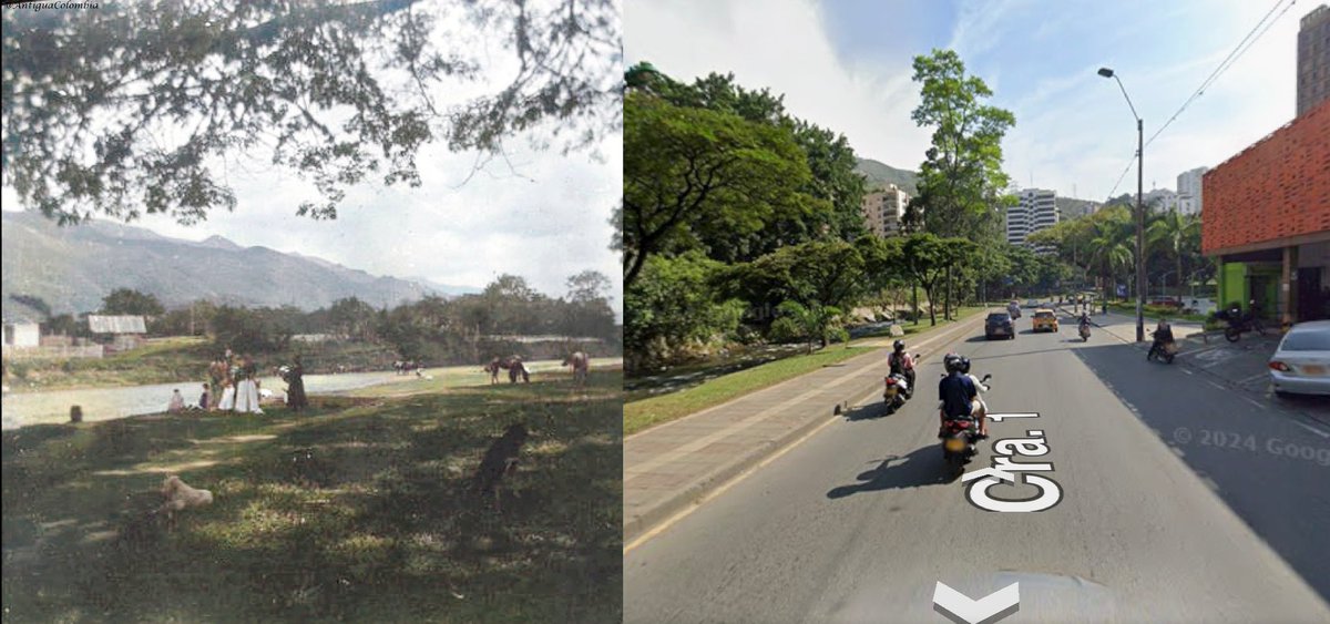 Santiago de Cali (Valle del Cauca)
Río Cali
Año 1899 (Izda), Año 2022 (Dcha)