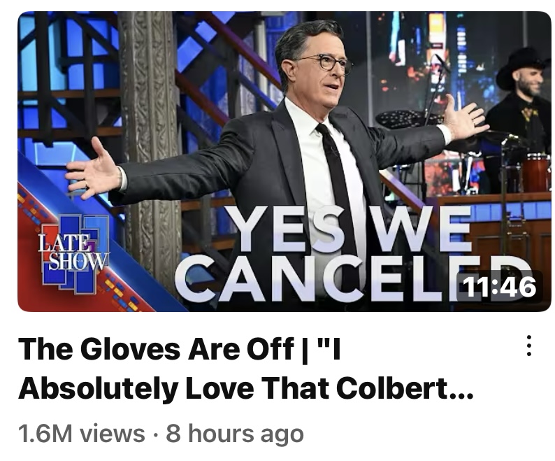 Deggans's tweet image. Stephen Colbert says the gloves are off in his first new monologue since news broke of his cancelation, dropping an f-bomb at Trump (really). WATCH: loom.ly/3TAfF9Y