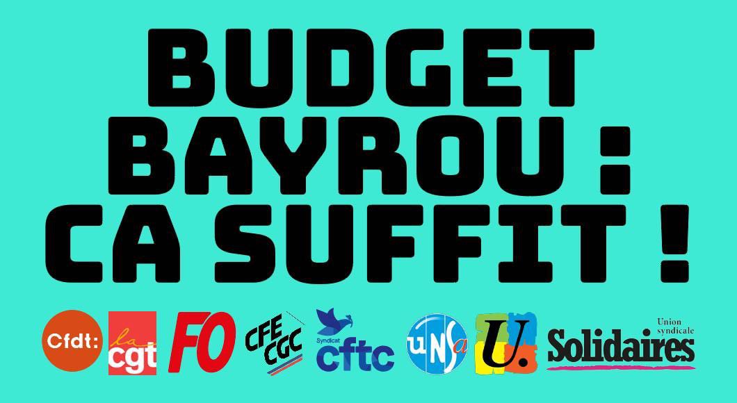 Budget Bayrou : les sacrifices pour le monde du travail ça suffit !

L'ensemble des organisations syndicales appelle à refuser ce musée des horreurs, à défendre ensemble notre modèle social et la dignité au travail ! 

Je signe et je fais signer : chng.it/BVJHYyfyKQ